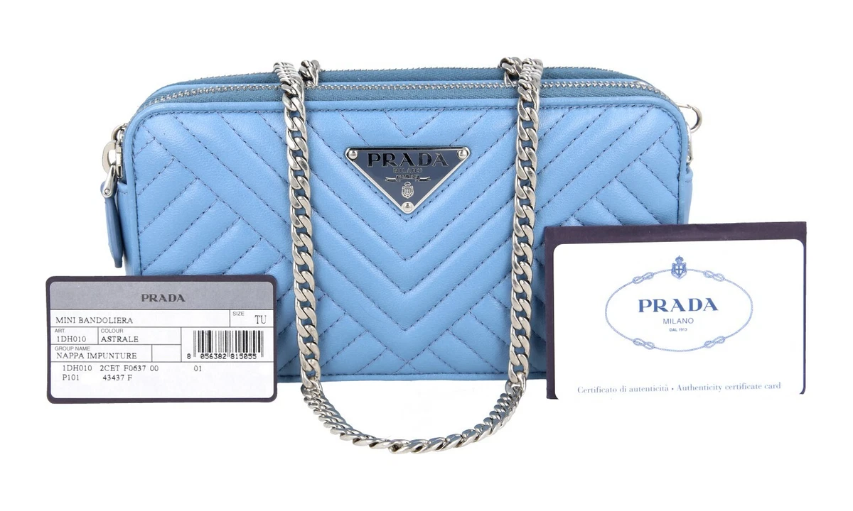 Mini Leather Crossbody Bag in Blue - Prada