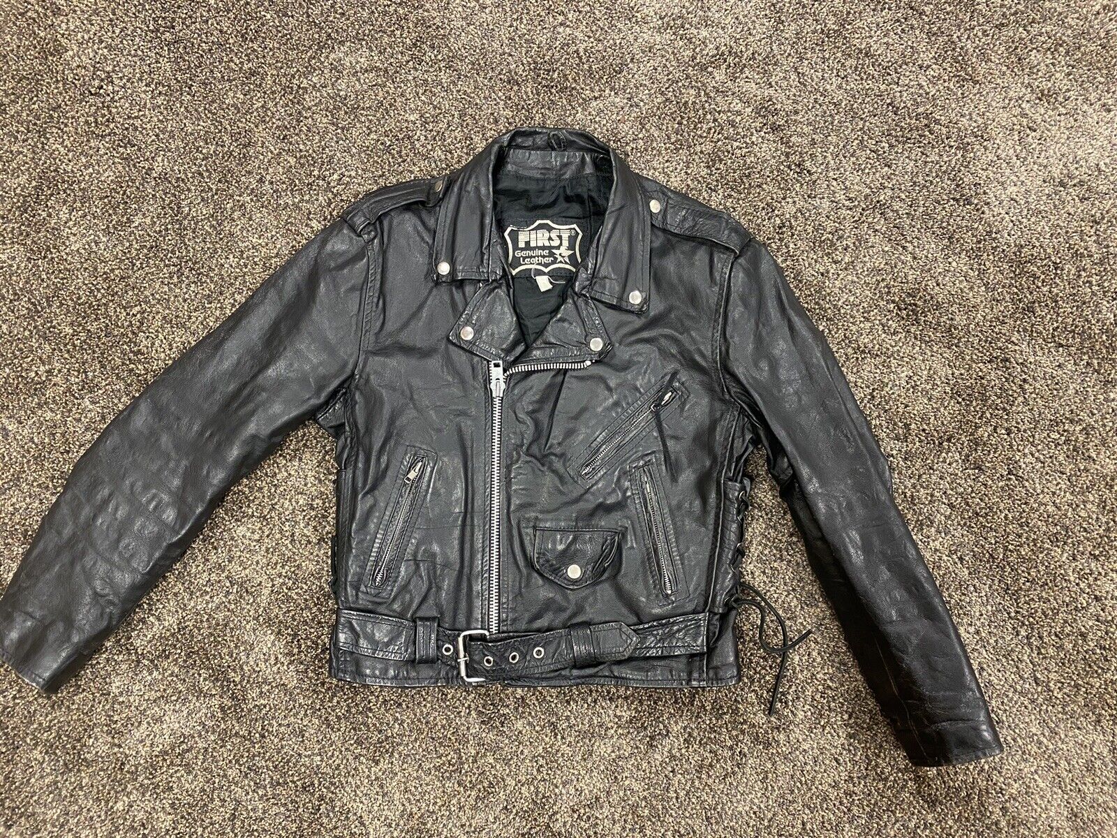 90s First Genuine Leathers Unisex Leather Jacket … - image 1