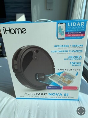 New In Box iHome  Autovac Nova S1 Robot Vacuum w/360 Degree LiDAR Navigation