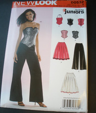 New Look 6480 0532 Fitted Corset Bustier Top Pants Skirt Juniors Sz 3-14 Uncut