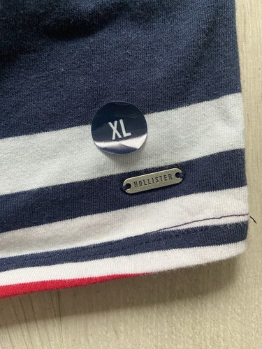 New Hollister Blue White Red Stripe String Tie Halter Neck Top Size XL / 14 - Picture 2 of 4