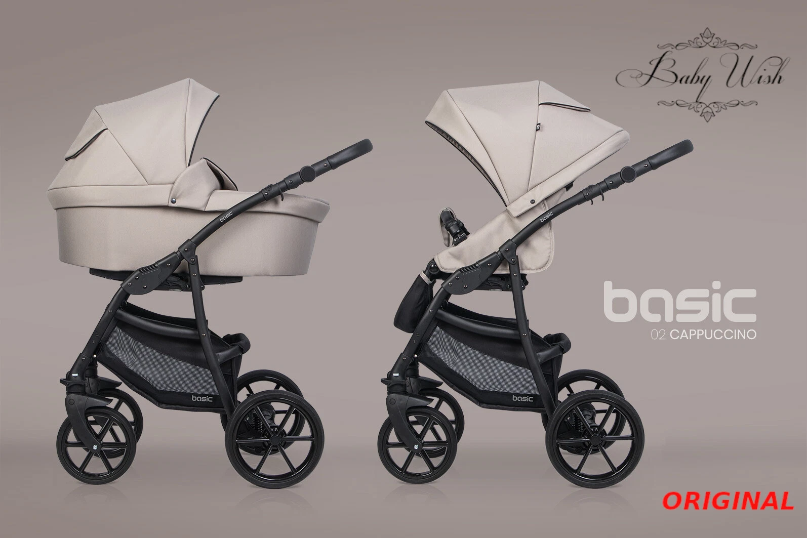 RIKO BASIC 2023 BABY PRAM STROLLER 3in1 CARRYCOT + PUSHCHAIR + CAR SEAT