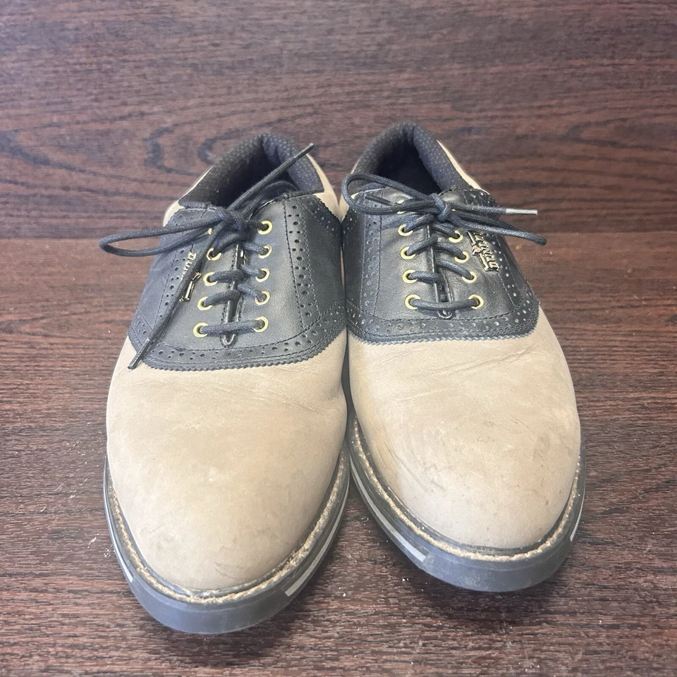 Zapatos de golf Dunlop para hombre color tostado negro nobuck silla de montar cuero genuino talla 9 EE. UU. M5600C Foto 3 de 4