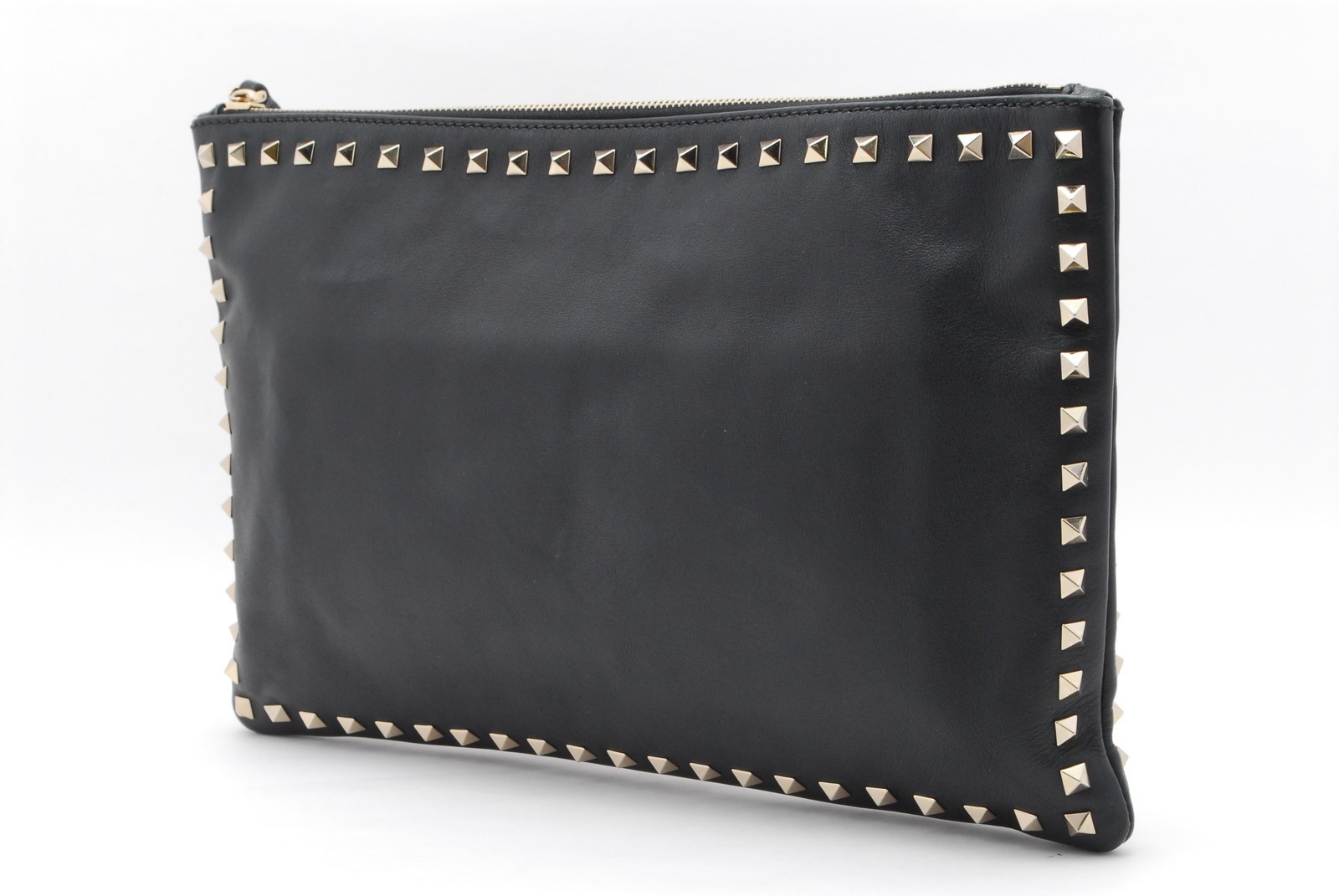 VALENTINO GARAVANI Clutch Bag Rock Stud Leather Purse Black thumbnail 4