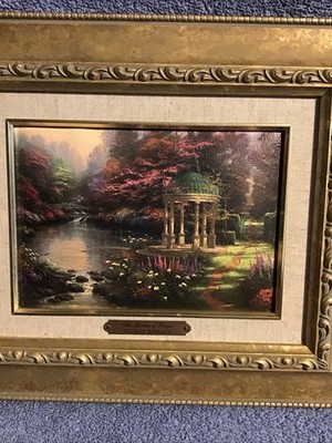 Vtg Thomas Kinkade Accent Print GARDEN OF PRAYER Framed Certificate AS IS