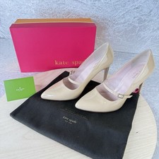 Kate Spade New York Nilda Beige Patent Strappy Pumps, Size 9, w/ Shoe Bag  Box