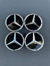 MERCEDES BENZ SET OF 4 BLACK 75 mm/2.95in Wheel Center Caps Fits Most Model