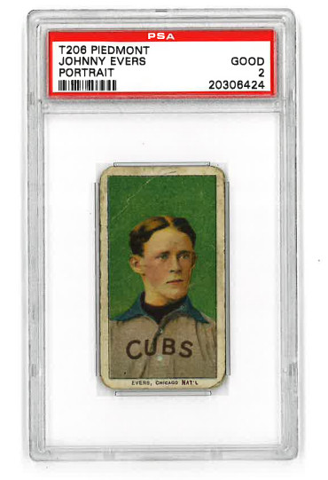 1909-11 T206 Johnny Evers Portrait HOF PSA 2 piedmont tobacco baseball card