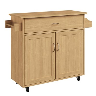Kitchen Island with Spice Rack and Storage Cabinet Shelf Rolling Microwave Stand