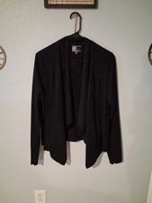 KUT from the Kloth Black Draped Open Front Jacket Blazer XL