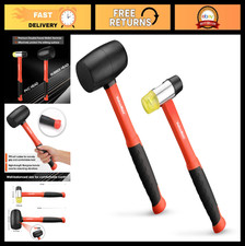 16oz Rubber Mallet Hammer Set - 35mm Double-faced Soft Hammer Fiberglass Handle