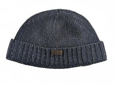 Barbour Navy Wool Blend Knit Beanie Hat