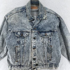Vintage Levis Jacket FITS MEDIUM (Tag L) Acid Wash Blue Denim Trucker USA 70507