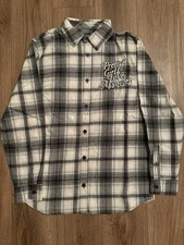 Assholes*s Live Forever Embroidered Flannel Shirt Men’s L Pretty Girls Love A$$H
