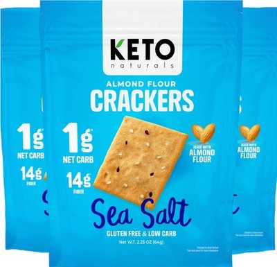 Keto low carb crackers (Sea Salt) friendly zero 2.25 Ounce (Pack of 3) 
