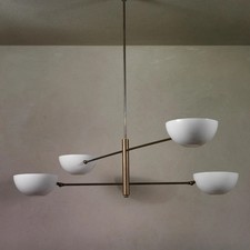 3 Light Pendant Mid Century Modern Raw Brass Sputnik chandelier light Fixture