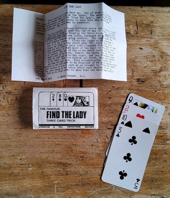 vintage card Trick- THE FAMOUS LADY THREE CARD TRICK- from The Magic Shop London