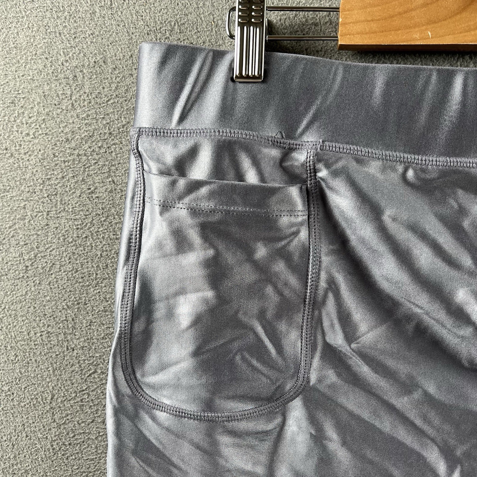 Kapow Leggings Mens XXL Silver Meggings Stretch 2XL Zip Pocket