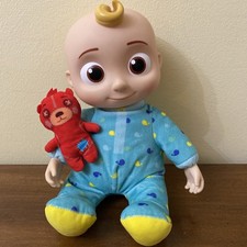 JJ Cocomelon Doll Bedtime Musical/Talking Plush Toy with Red Teddy Bear 12.5"