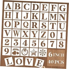  Letter Stencils and Numbers, 40 Pcs Alphabet Drawing Templates, 6 Inch