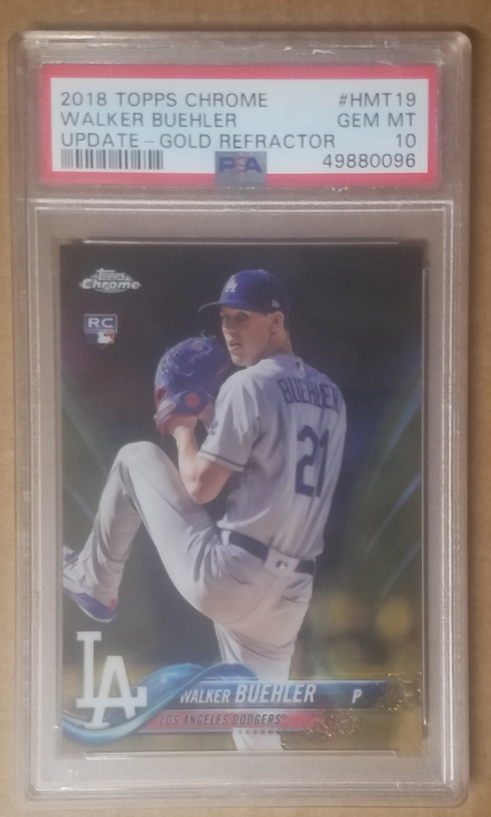 2018 Topps Chrome Update Walker Buehler Gold Refractor PSA 10 45/50