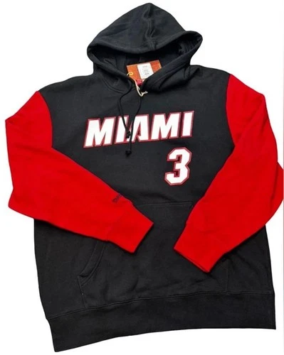 Mitchell & Ness Dwyane Wade Miami Heat Hoodie Black Red Size XL BNWT - product listing photo