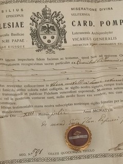Reliquaire relique Joannis Berchm certificat cire médaillon ...