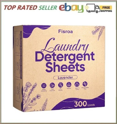 Lavender Laundry Detergent Sheets Travel Eco-friendly 300 Loads Fisroa Clothes W