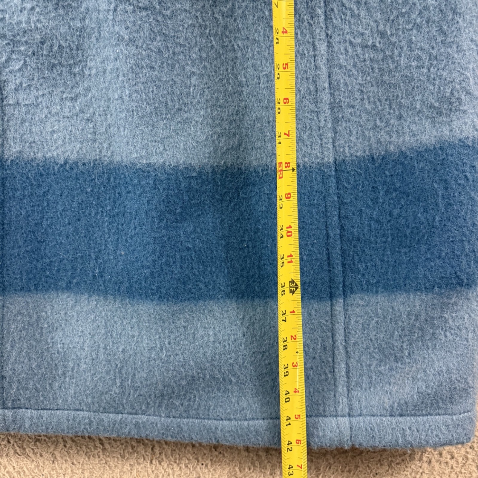 Vintage Hudson's Bay Coat Womens 10 Blue Point Blanket Wool 70s Hooded Zip Lined