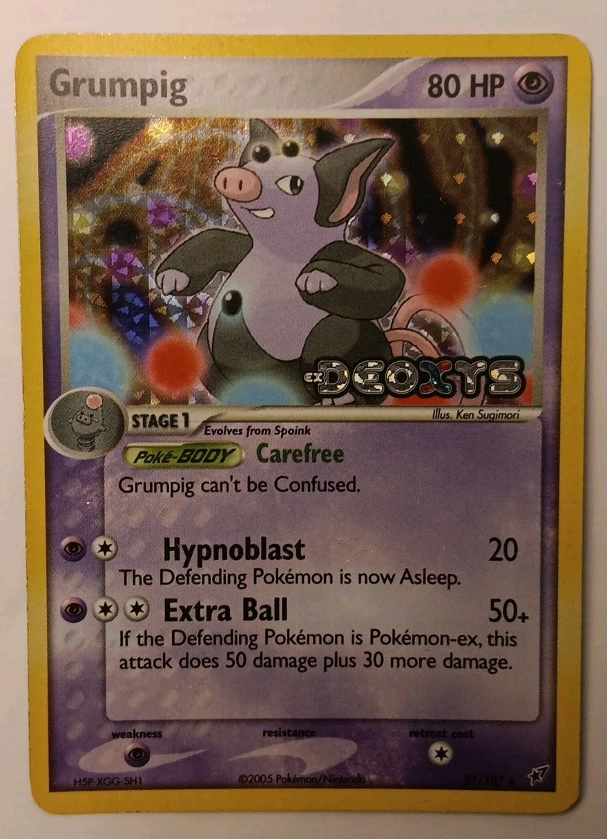 Grumpig 32/107 EX Deoxys Reverse Holo STAMPED Vintage Pokémon TCG