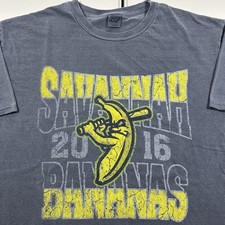 Savannah Bananas Graphic Shirt Size Large Relaxed Fit Baseball Team Gray Yellow