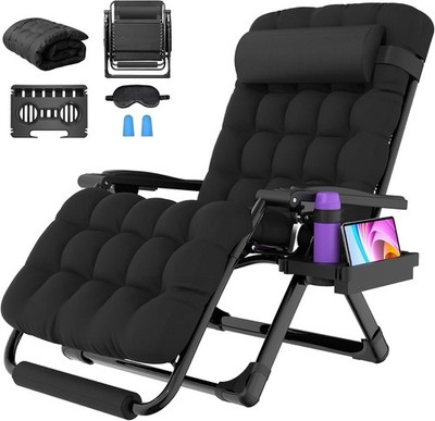 Oversized Zero Gravity Chair,33In XXL Outdoor Recliner Chair W/Removable Cushion