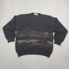 Breidhof Herren Pullover Strick Gr. M Merino Wolle Sweatshirt Grau Vintage Retro