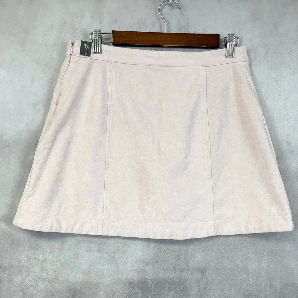 Abercrombie & Fitch Womens Mini Skirt Size 6 Faux Suede Soft Pink Y2K Chic Retro - Image 3 of 4
