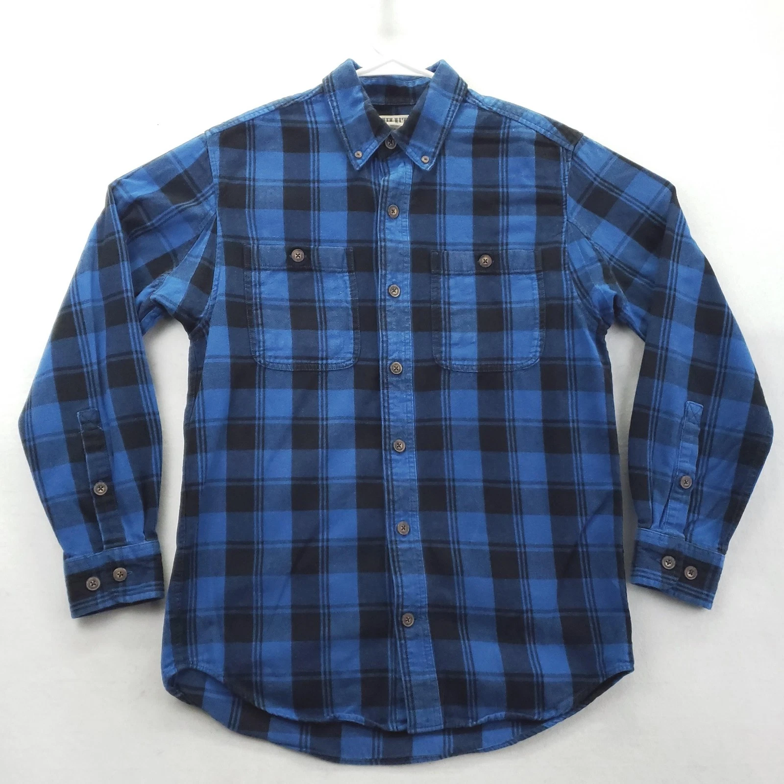 Duluth Trading Co Shirt Mens Medium Blue Plaid Flannel Long Sleeve Button Front