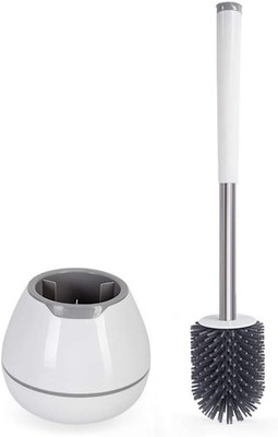 Toilet Brush and Holder SetSilicone Toilet Bowl Cleaner Brush, Bathroom Cleaning