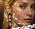 ROBERTO COIN Diamond Earrings 18K Gold 92.28ct Garnet Pearl Carnelian Earrings — photo 1