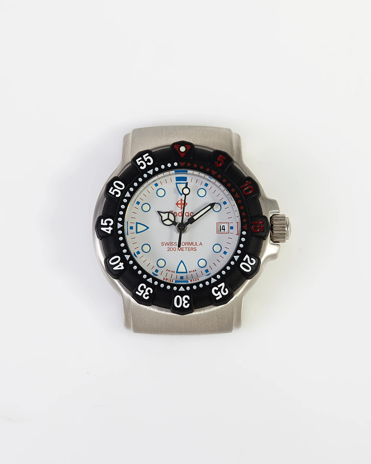 Zodiac Raro NOS 30mm Fórmula Suiza 200m Cabeza de Reloj de Buceo Esfera Gris Bisel Negro