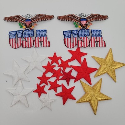 USA Eagle Patch Lot 19  Patriotic Stars Red White Gold Embroidered Sew On