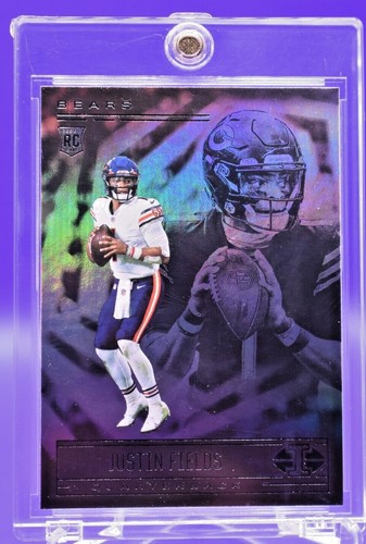 JUSTIN FIELDS RAINBOW REFRACTOR ROOKIE RC BLACK LOGO CHICAGO BEARS INVEST - Picture 2 of 4