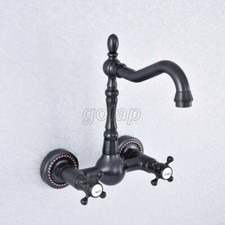 Kitchen Faucet Wall Mount Sink Faucet Dual Handle 360 Swivel Spout Mixer Taps