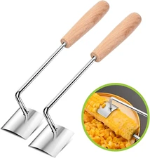Corn Peeler & Stripper - Wood Handle Corn Cutter to Cut Corn off the Cob, 2Pcs