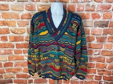 vintage 90s authentic Coogi v neck funky knit sweater - sz XL - cosby notorious