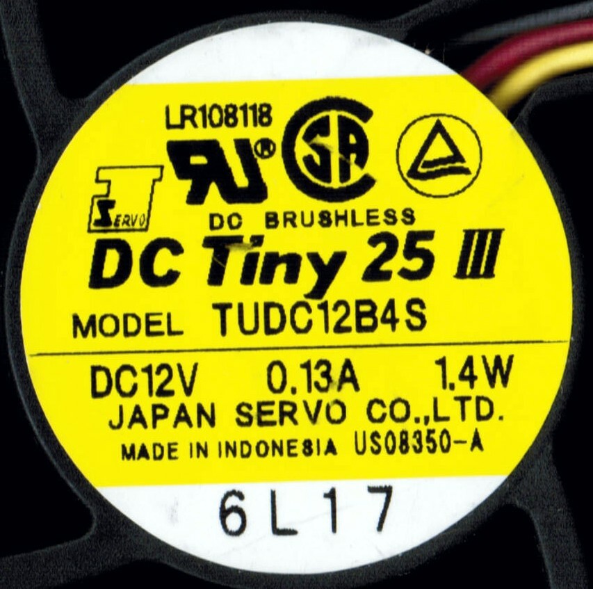 DC Tiny 25 III DC brushless axial fan, 12VDC, with sensor, pack of 4, NOS