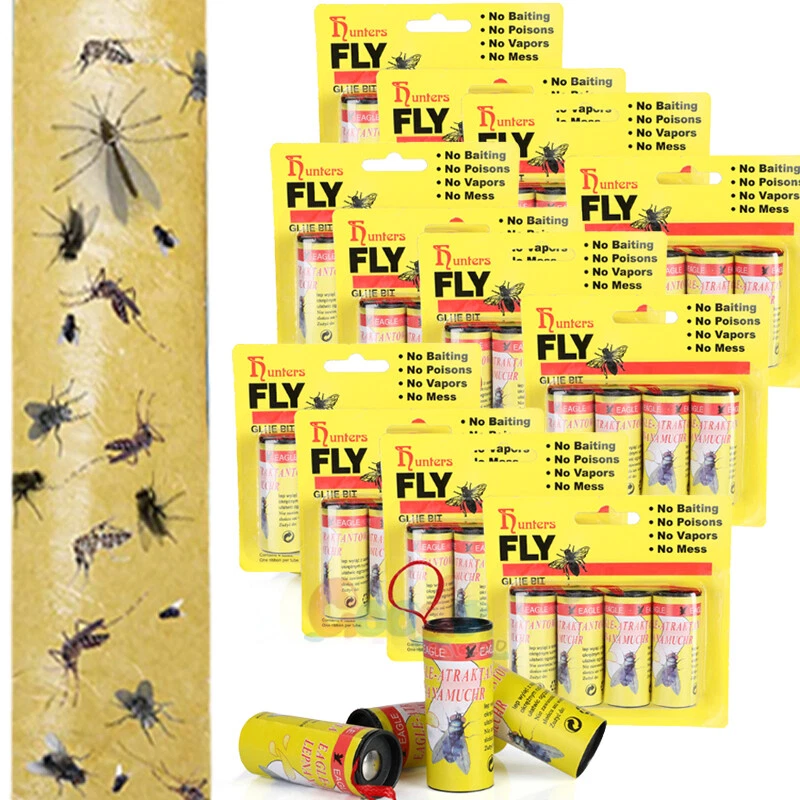 24 PCS Fly Trap Sticky,Fly Strips Indoor Sticky Hanging for Flying Plant  Insect, Sticky Fly Ribbons,Fly Paper Strips 