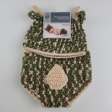 Baby Camo Deer Fawn Beanie and Diaper Cover Set Hand Crochet Photo Prop