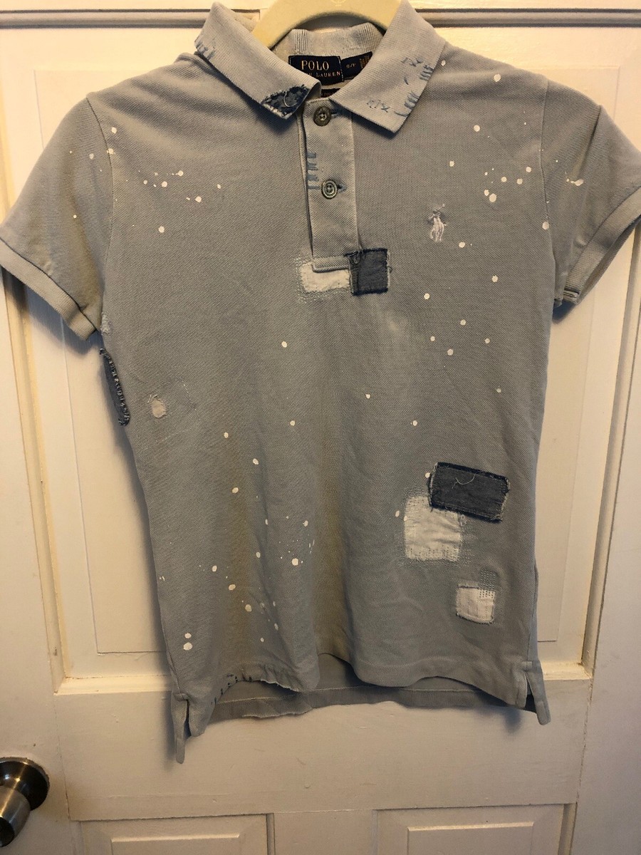 トップス Polo Ralph Lauren painted polo shirt Polo Ralph Lauren Distressed Repaired Orange Paint Splatter
