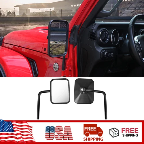 2x Black Side Rear View Mirror Doorless For Wrangler JL JK JT 4XE 07-18 2/4 Door