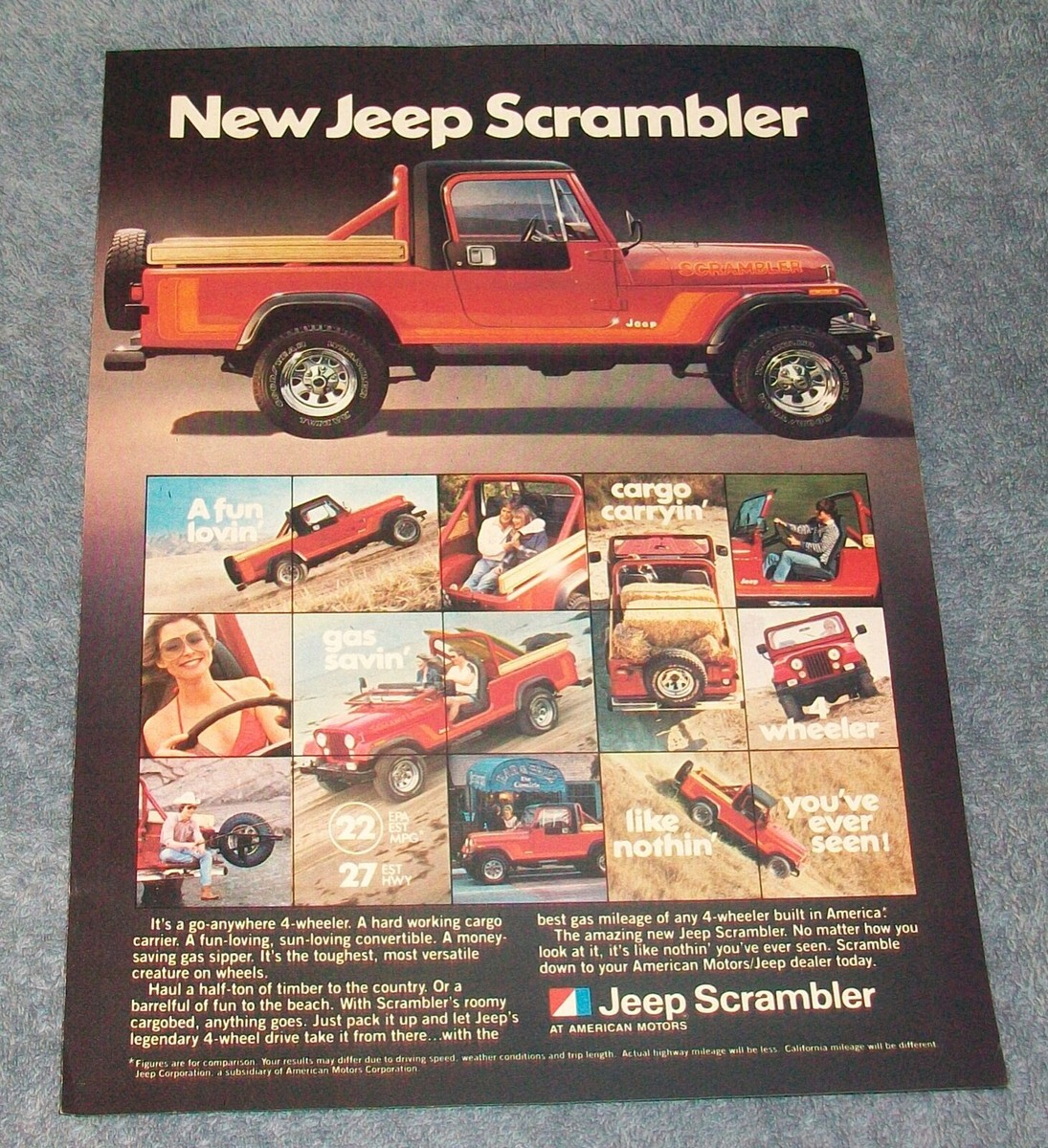 1982 AMC Jeep CJ-8 4x4 Vintage Ad 
