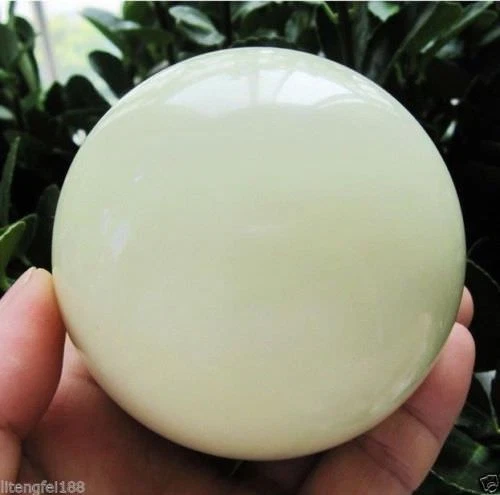 Hot Glow White Jade Stone Glow In The Dark Stone Ball + Stand (50-120MM) - Picture 2 of 20